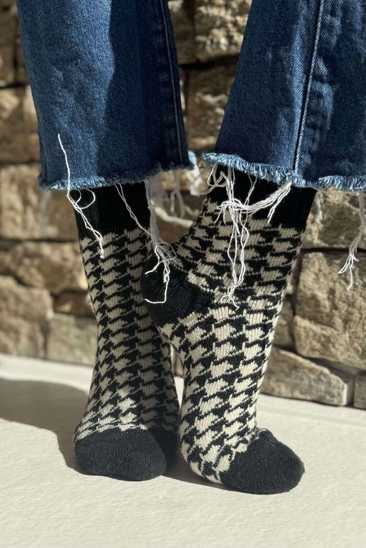 Cashmere Blend Houndstooth 5 Piece Sock Pack /7 