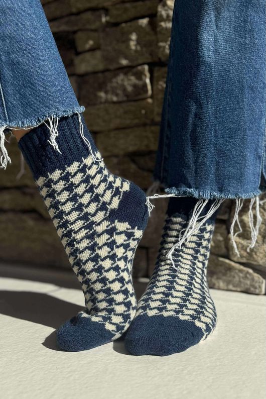 Cashmere Blend Houndstooth 5 Piece Sock Pack /7 