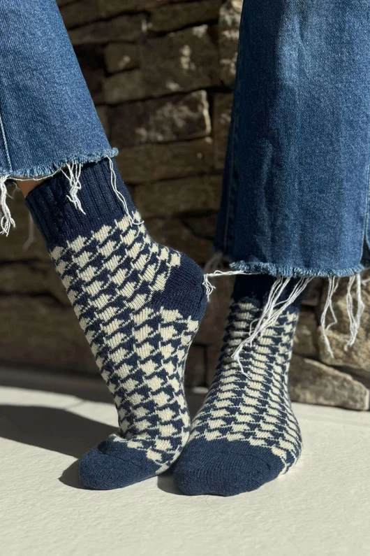 Cashmere Blend Houndstooth 5 Piece Sock Pack /7 