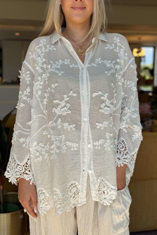 Laundry B Cici Embroidered Shirt White