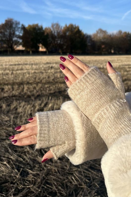 Laundry B Cosy Cuff Fingerless Gloves Mocha Marl
