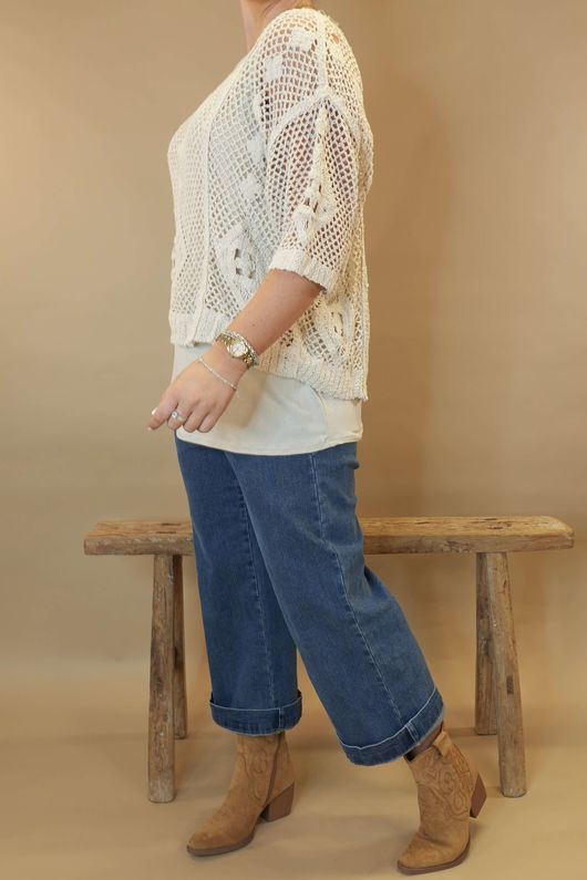 Laundry B Dakota Crochet Top Stone