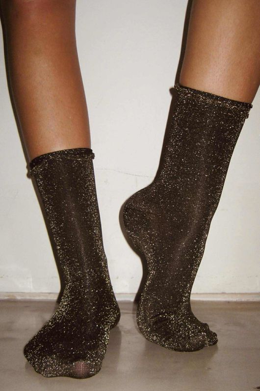 Laundry B Disco Glitter Sock Black Gold 