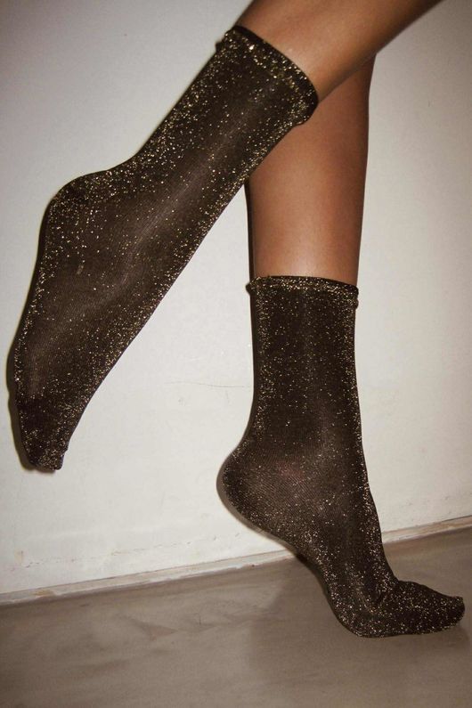Laundry B Disco Glitter Sock Black Gold 