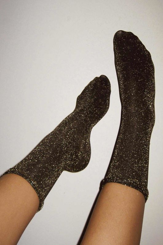 Laundry B Disco Glitter Sock Black Gold 