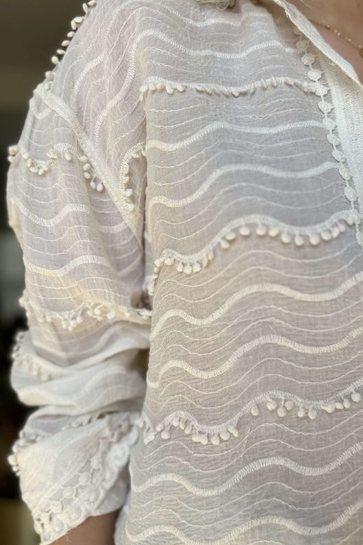 Laundry B Dottie Embroidered Shirt Vintage Cream