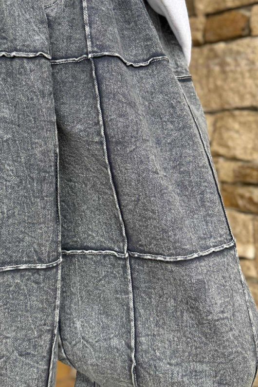 Laundry B Duran Grid Barrel Leg Jean Blue Denim - -