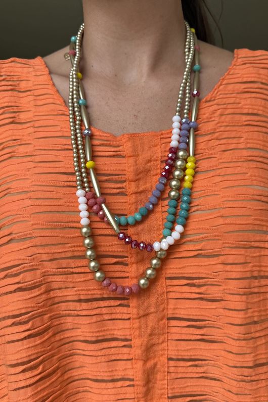 Laundry B Free Spirit Fiesta Bead Necklace and Earring Set Gold 