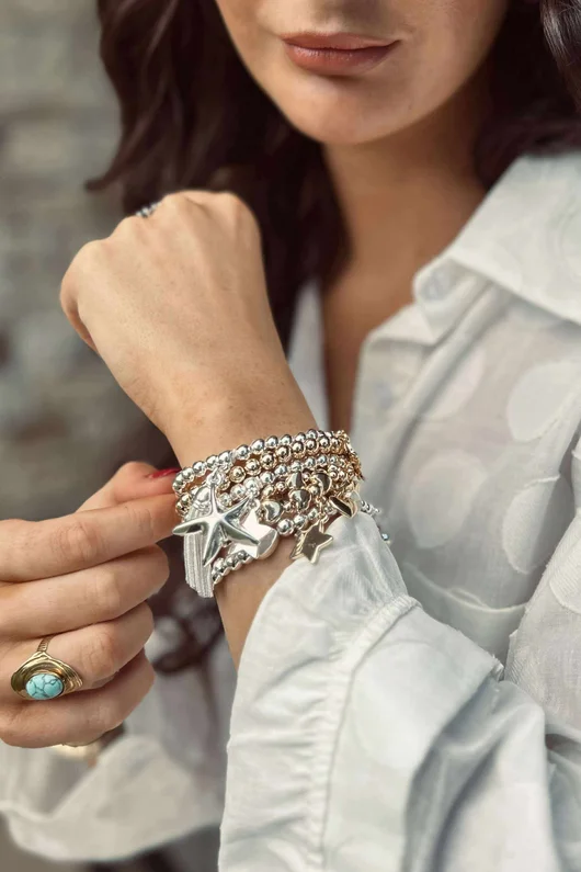 Laundry B Free Spirit Stretch Stacker Bracelet Hearts Gold /12 