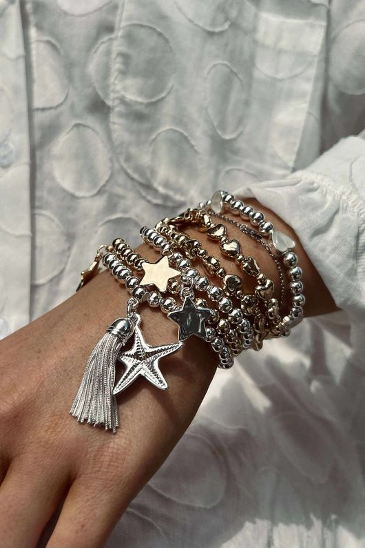 Laundry B Free Spirit Stretch Stacker Bracelet Solid Heart Gold /12 