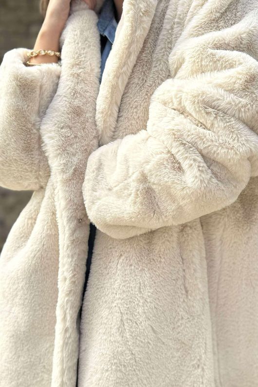Laundry B Mara Luxury Faux Fur Long Coat Champagne /3 