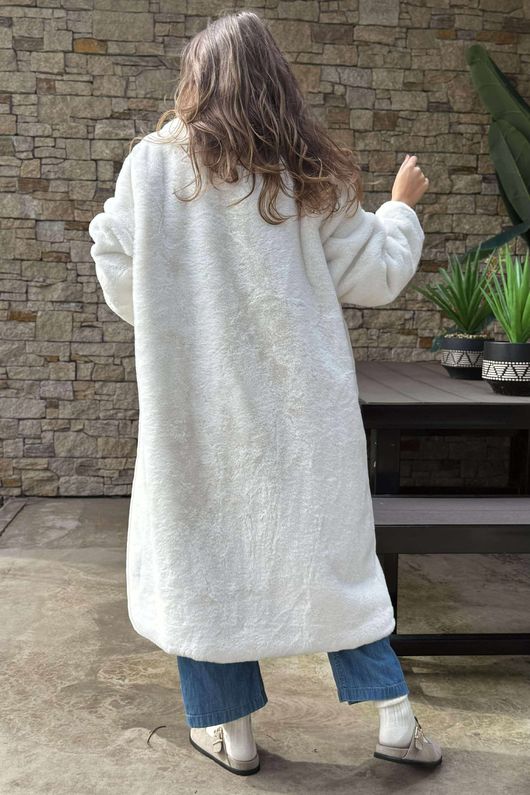 Laundry B Mara Luxury Faux Fur Long Coat French Ivory /3 