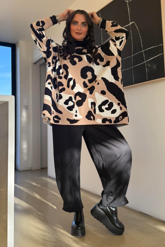 Laundry B Nuku Abstract Animal Knit Jumper Camel /13 =