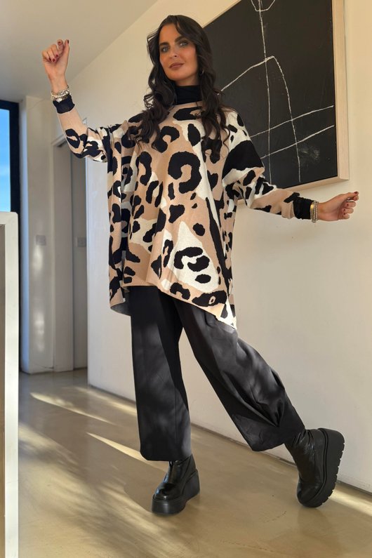 Laundry B Nuku Abstract Animal Knit Jumper Camel /13 =