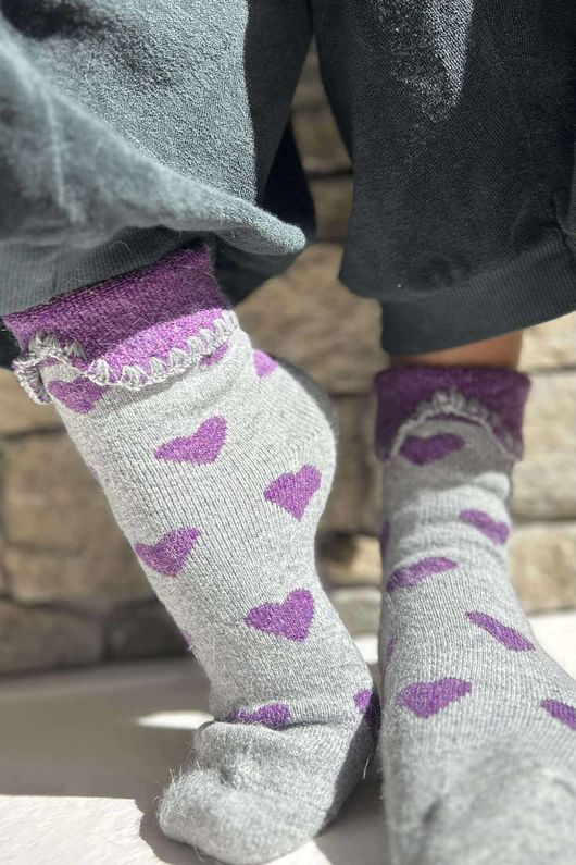 Laundry B Terry & Wool Luxury Socks Heart Amethyst Grey