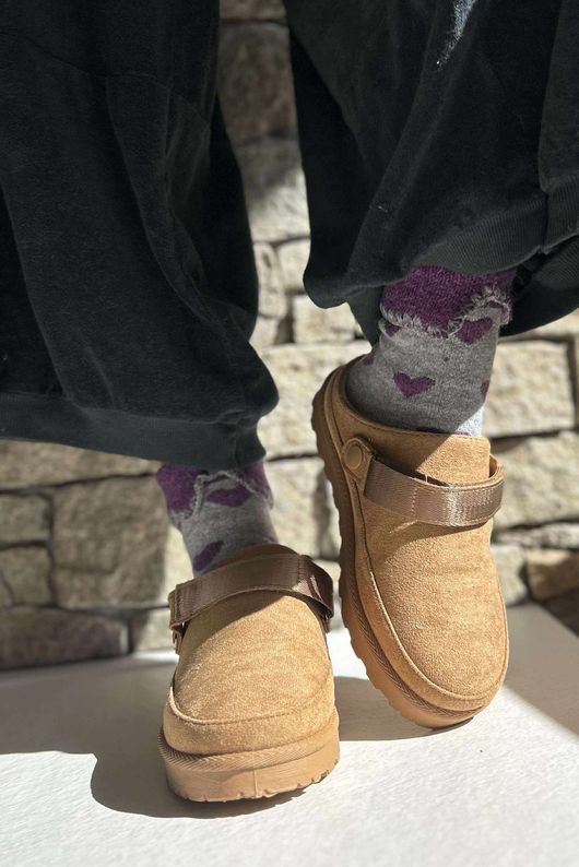 Laundry B Terry & Wool Luxury Socks Heart Amethyst Grey