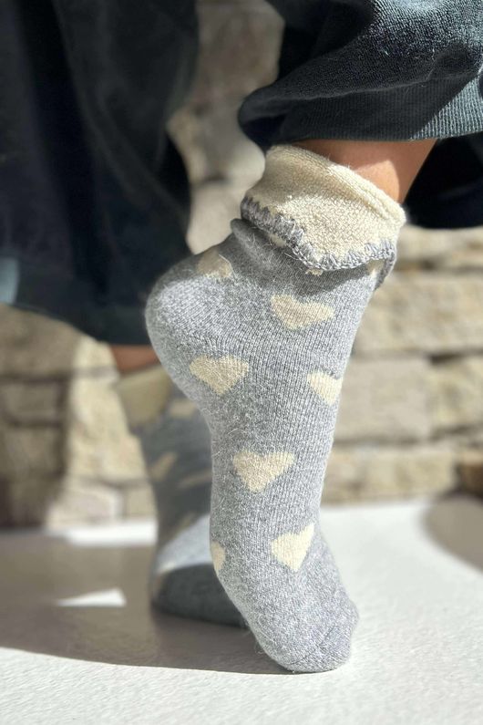 Laundry B Terry & Wool Luxury Socks Heart Grey Stone