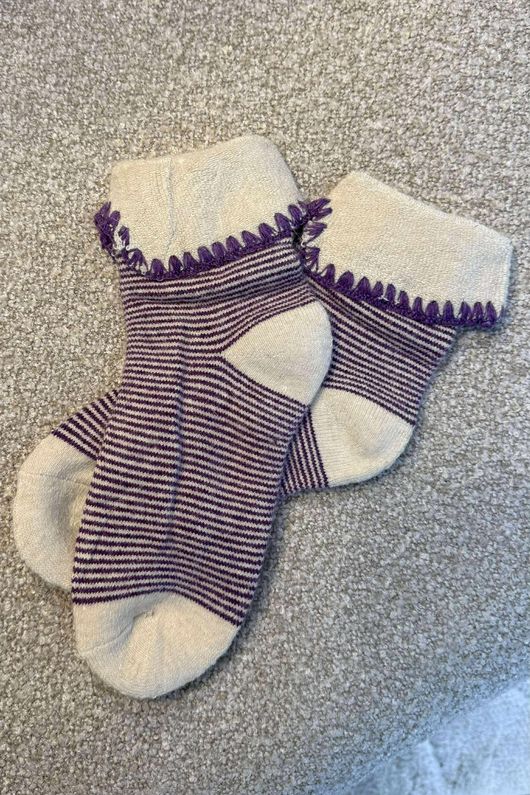 Laundry B Terry & Wool Luxury Socks Pinstripe Amethyst