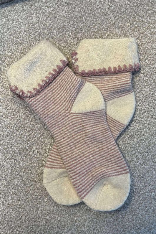 Laundry B Terry & Wool Luxury Socks Pinstripe Dusky Rose
