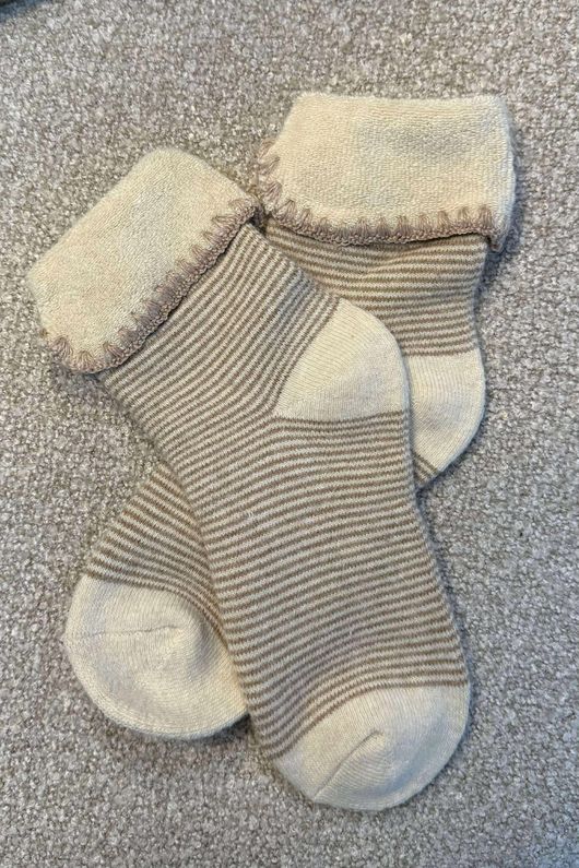 Laundry B Terry & Wool Luxury Socks Pinstripe Latte