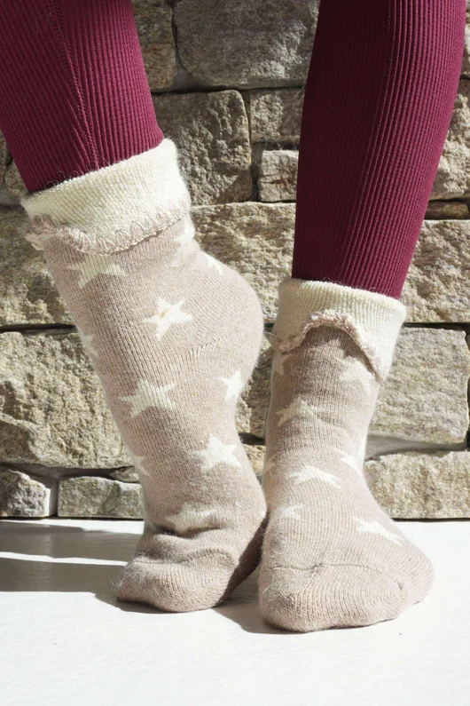  Terry & Wool Luxury Socks Star Latte Stone 