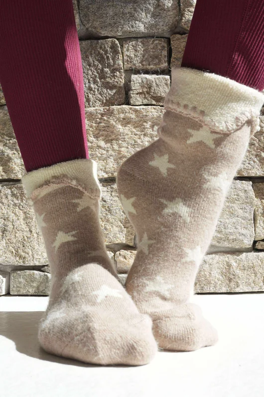 Laundry B Terry & Wool Luxury Socks Star Latte Stone