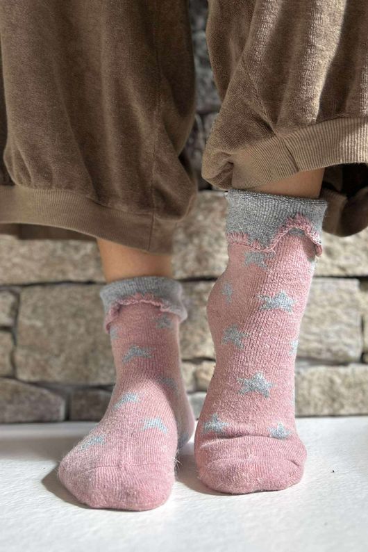 Laundry B Terry & Wool Luxury Socks Star Dusky Rose Grey