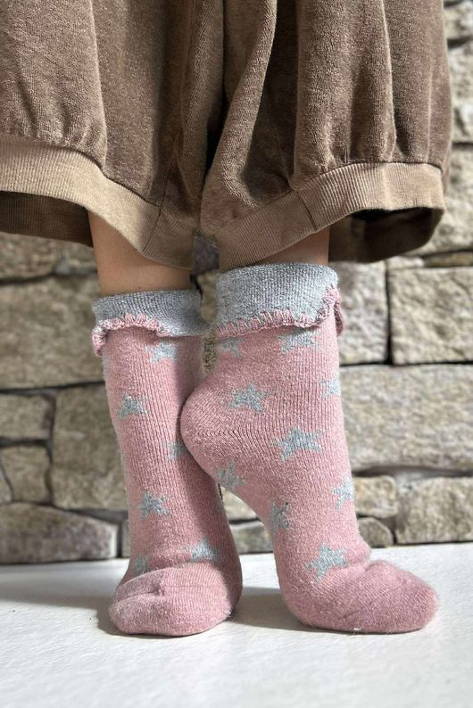 Laundry B Terry & Wool Luxury Socks Star Dusky Rose Grey
