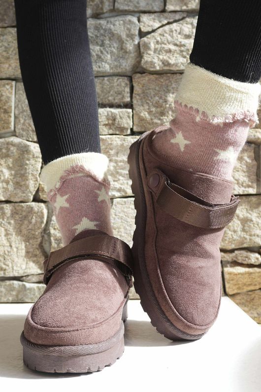 Laundry B Terry & Wool Luxury Socks Star Dusky Rose Stone 