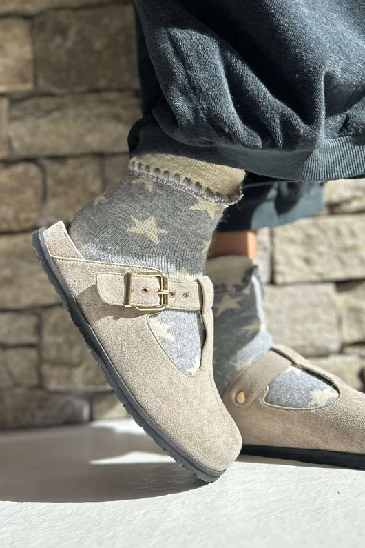 Laundry B Terry & Wool Luxury Socks Star Grey Stone