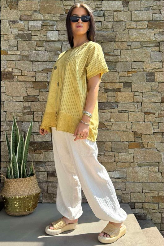 Laundry B Wild Shores Capri Pure Cotton Top Indian Yellow