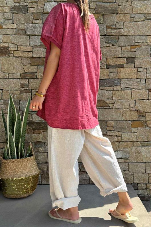 Laundry B Wild Shores Capri Pure Cotton Top Pomegranate