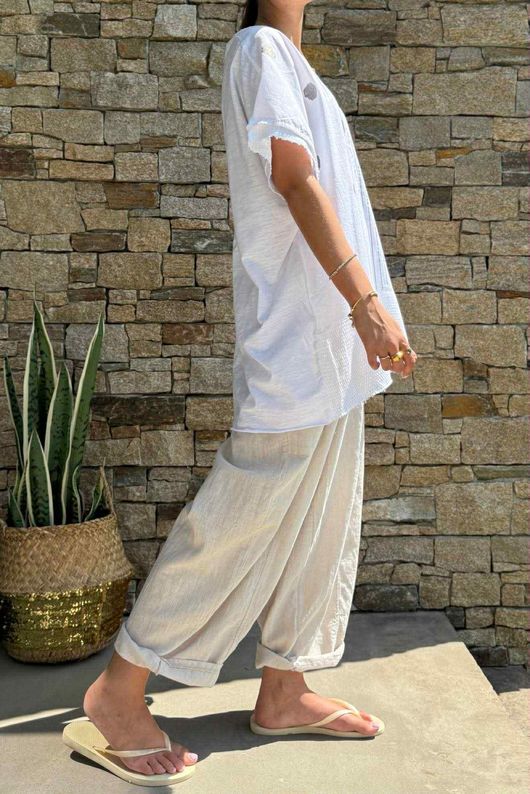 Laundry B Wild Shores Capri Pure Cotton Top White