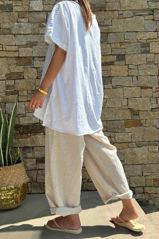 Laundry B Wild Shores Capri Pure Cotton Top White