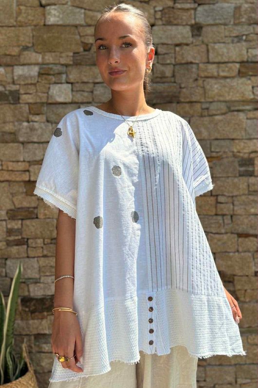 Laundry B Wild Shores Capri Pure Cotton Top White