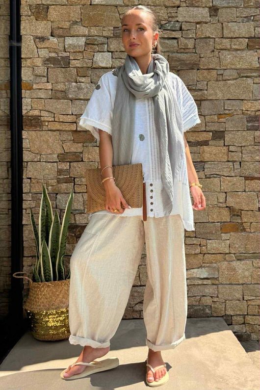 Laundry B Wild Shores Capri Pure Cotton Top White