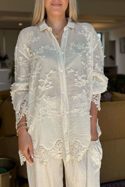 Laundry B Cici Embroidered Shirt Vintage Cream
