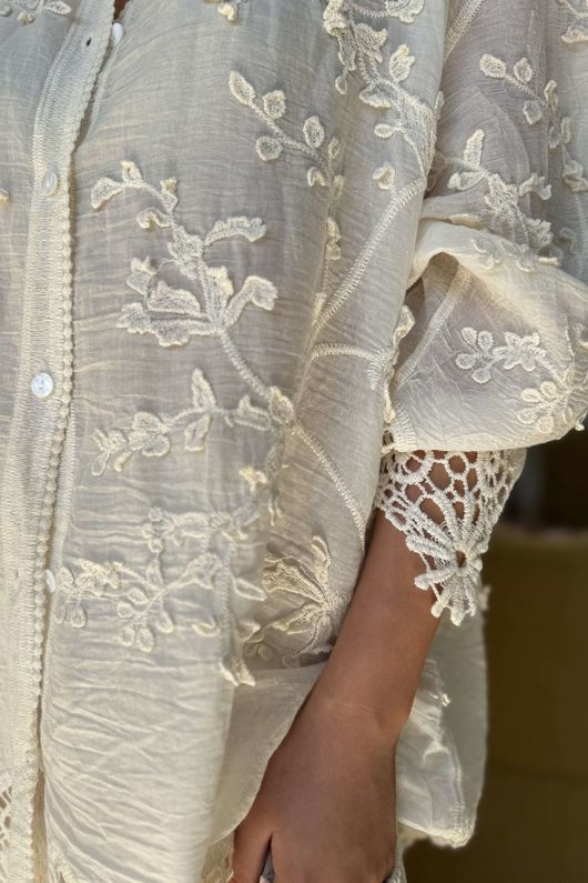 Laundry B Cici Embroidered Shirt Vintage Cream