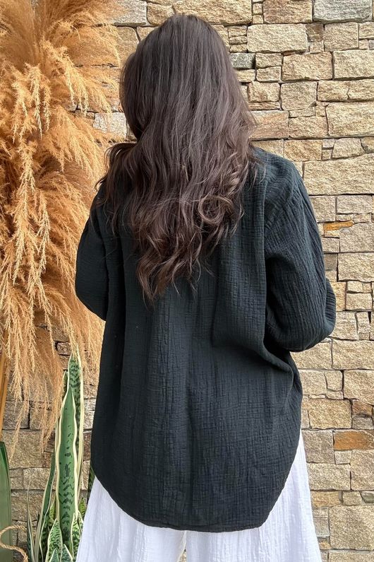 Annie Cushion Cotton Laurie Blouse Black