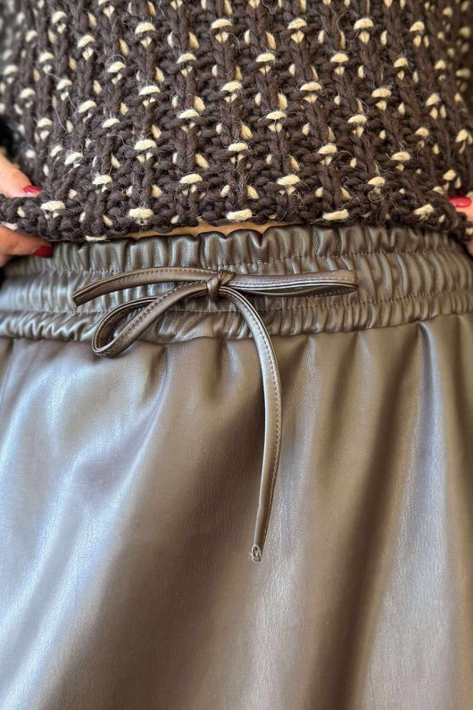 Lennon Super Soft Faux Leather Skirt Chocolate