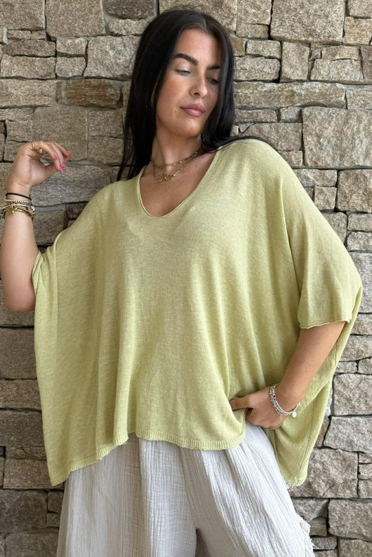 Linen Blend Slub Drape Knit Bamboo