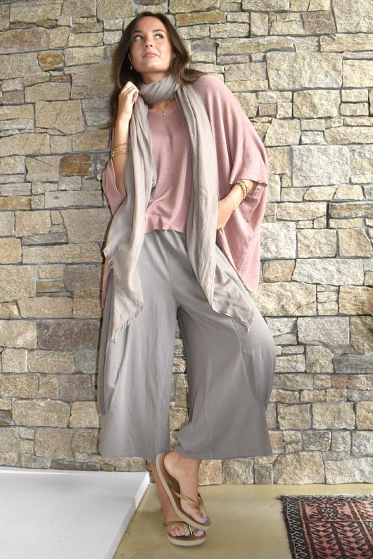 Linen Blend Slub Drape Knit Deep Rose