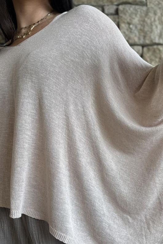 Linen Blend Slub Drape Knit Setting Plaster