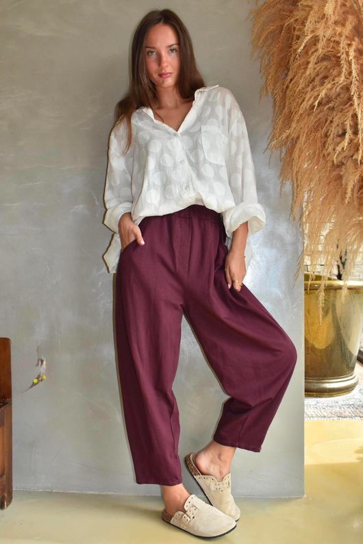Lock Carrot Leg Trouser Aubergine  