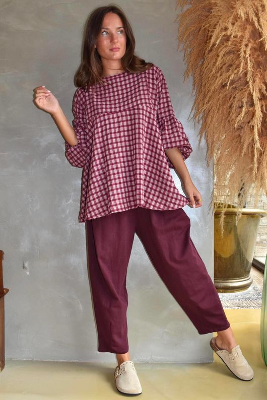 Lock Carrot Leg Trouser Aubergine