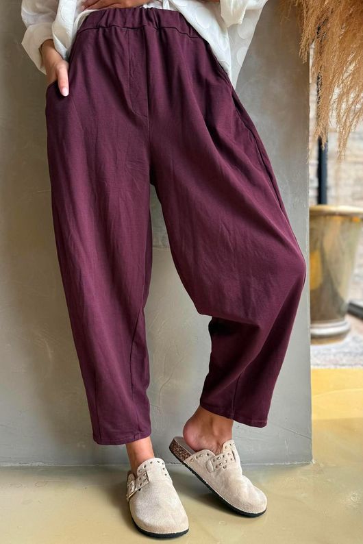Lock Carrot Leg Trouser Aubergine