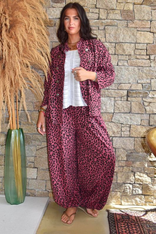 Lock Leopard Bloom Cuff Pant Deep Rose