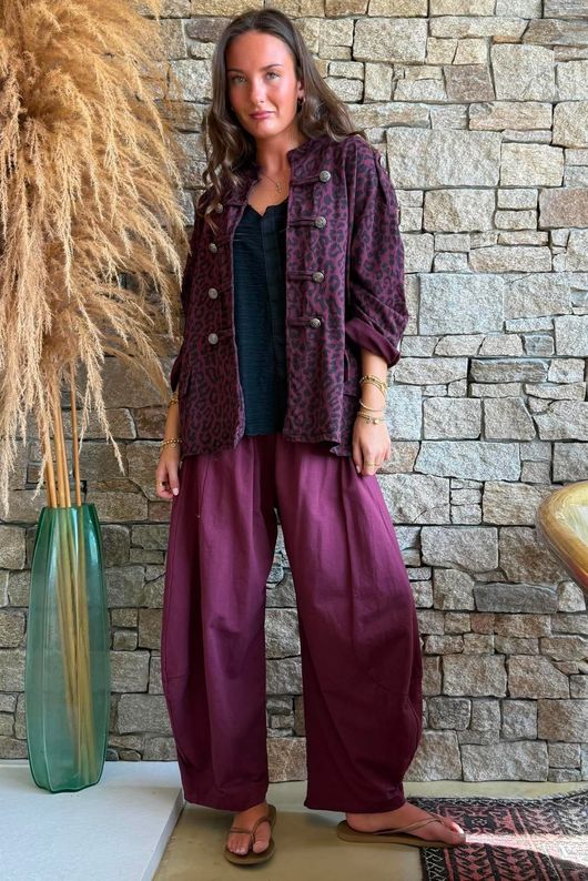 Lock Leopard Military Jacket Aubergine