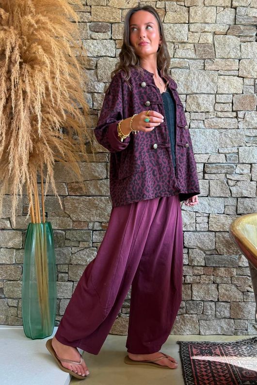 Lock Leopard Military Jacket Aubergine