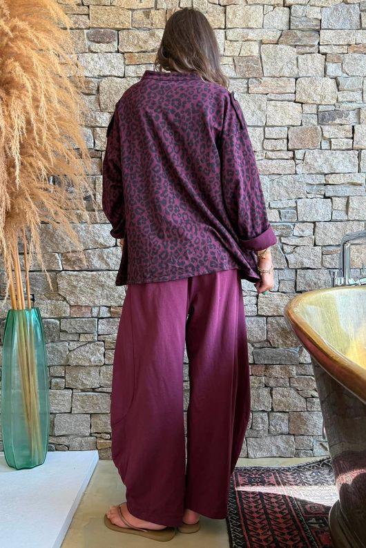 Lock Leopard Military Jacket Aubergine
